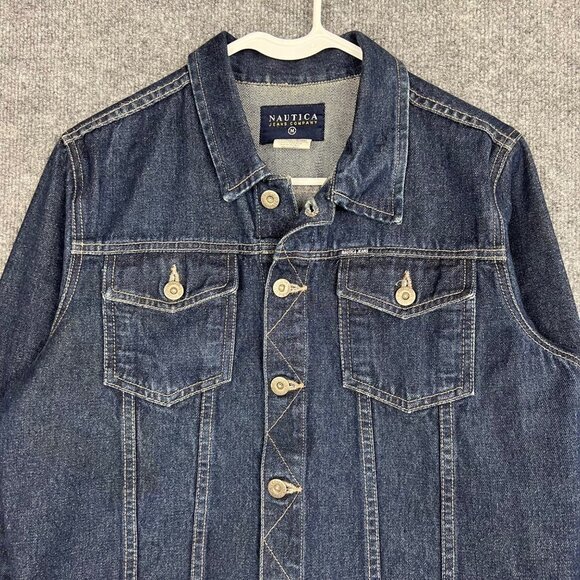 VINTAGE Nautica Dark Denim Jean Trucker Jacket Women's Size Medium Button Front‎ - Picture 2 of 8